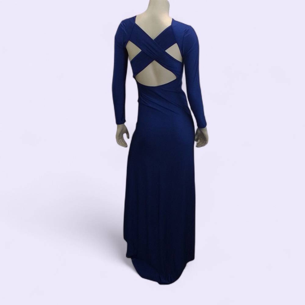 Vibrant Blue Long Sleeve Hi-low Maxi Dress Small Pre-Owned